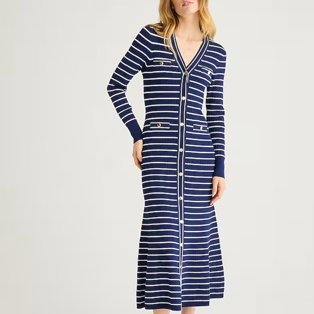 Striped Blue and White Long Sleeve Dress